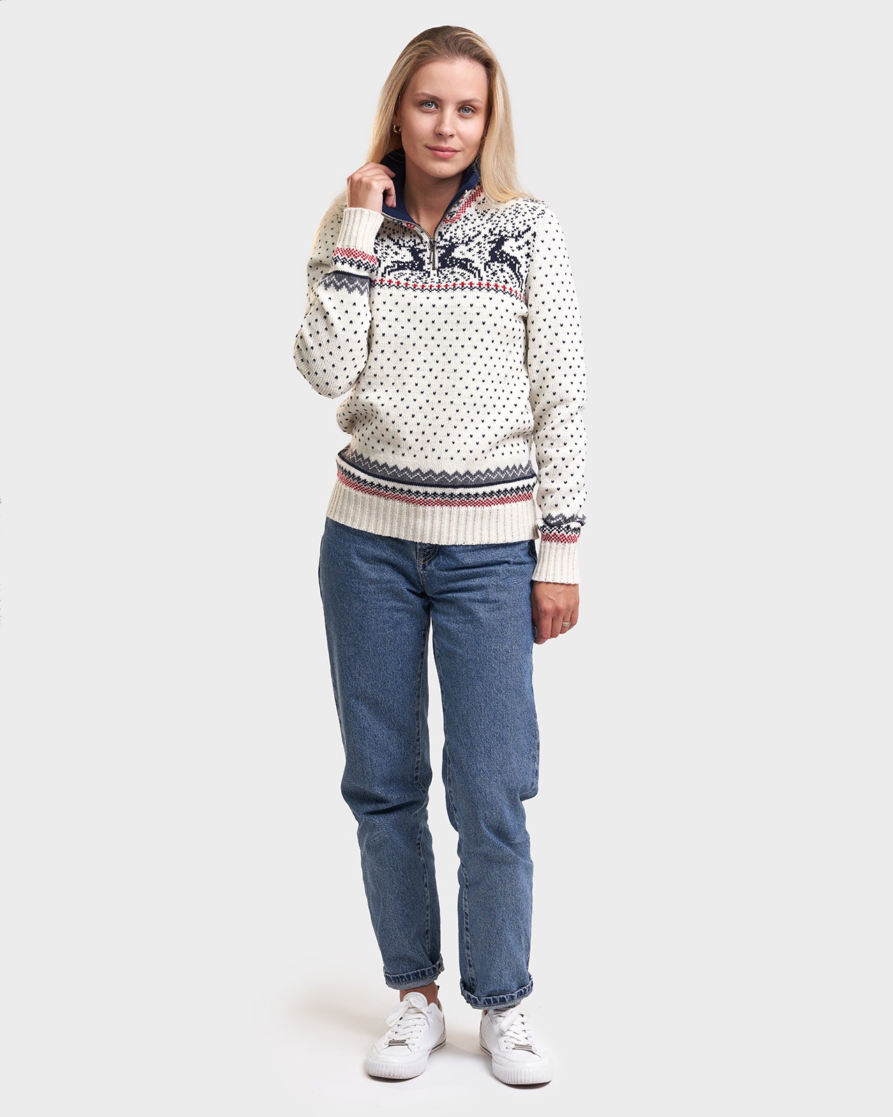 Reindeer women's collared sweater