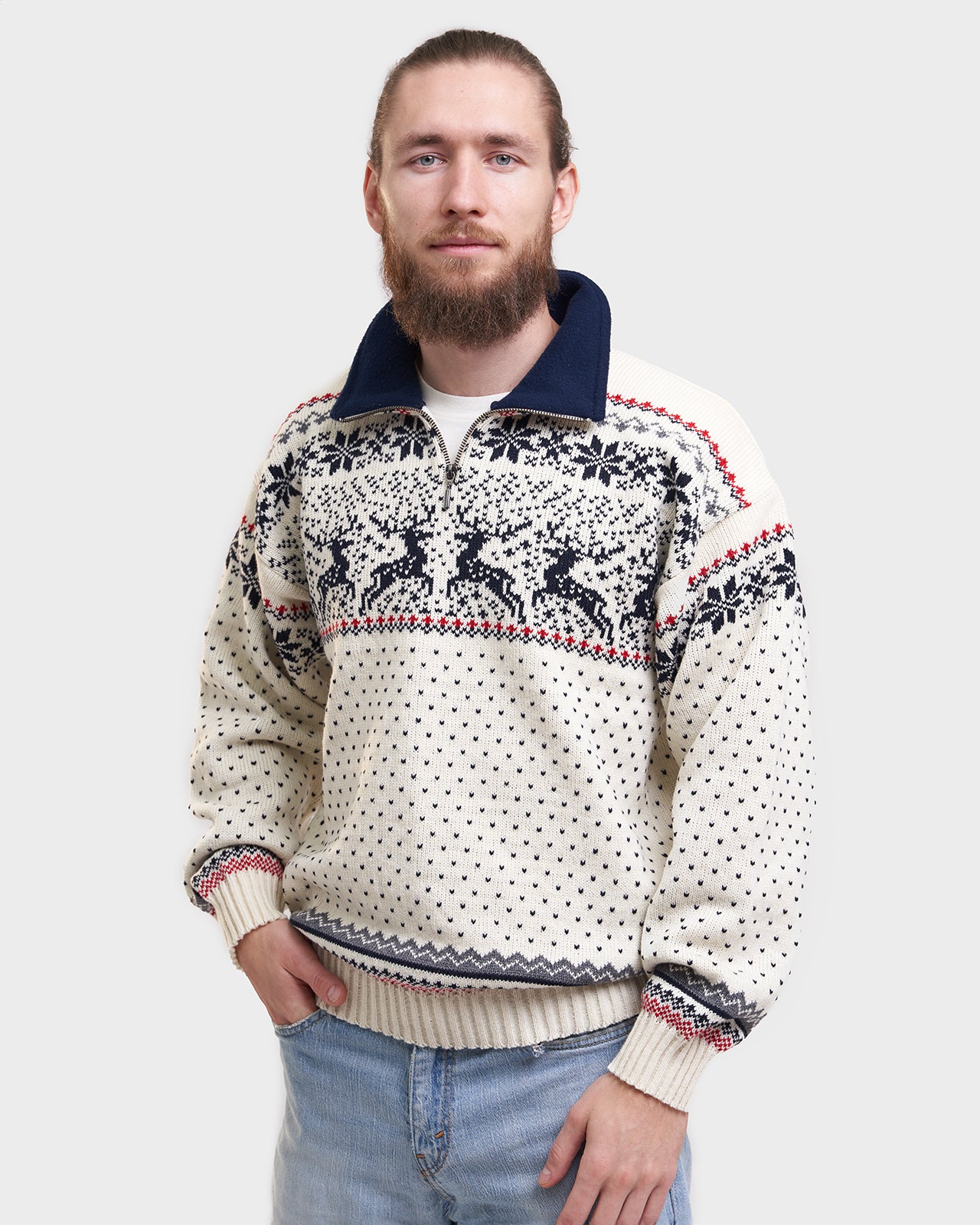 Reindeer men's collared sweater