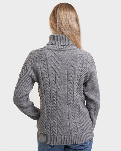 Women's wool braided sweater grey