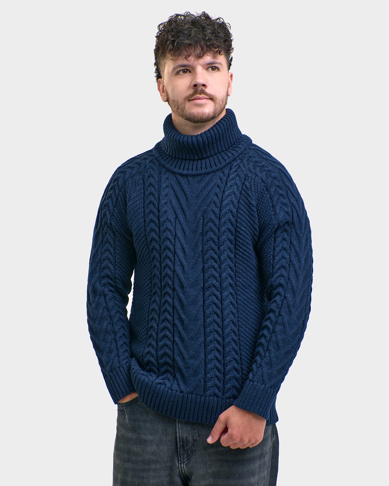 Käsmu men's braided high neck sweater