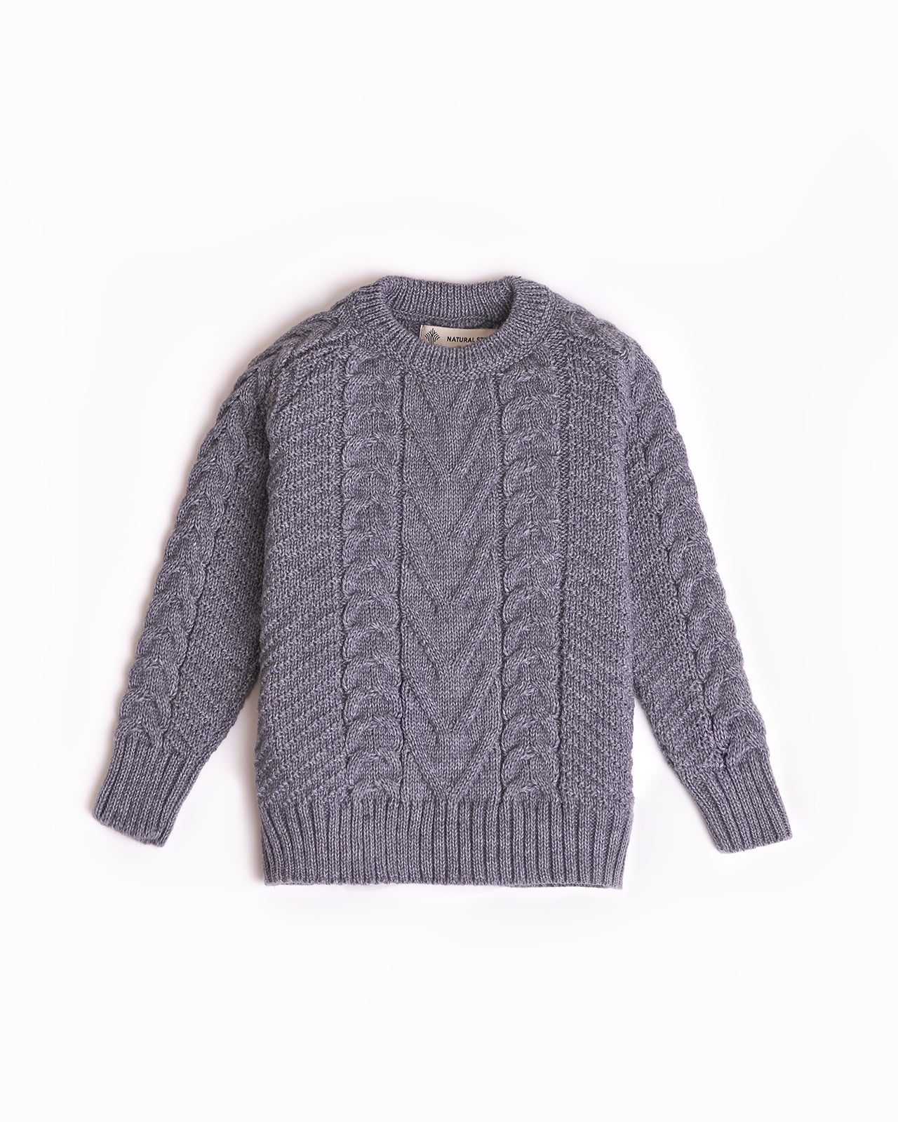 kid's wool braided sweater grey