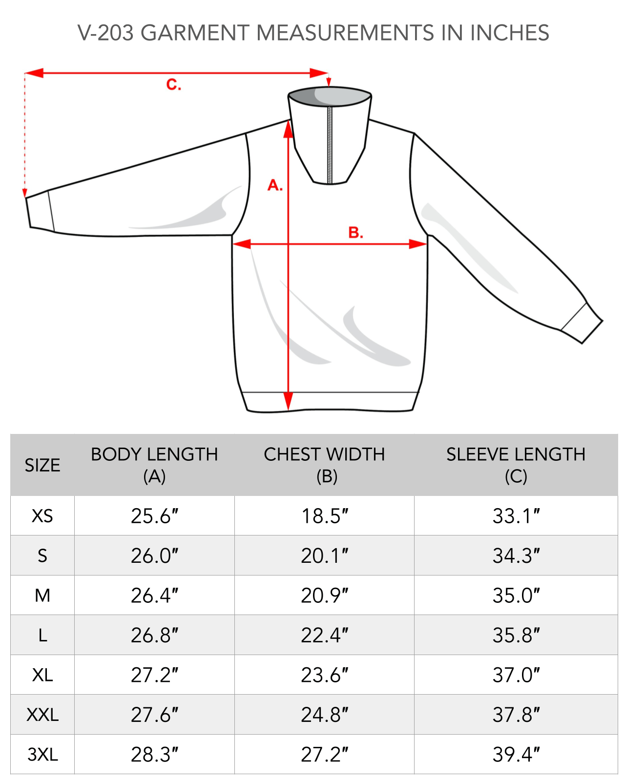 Altja unisex fisherman sweater size chart