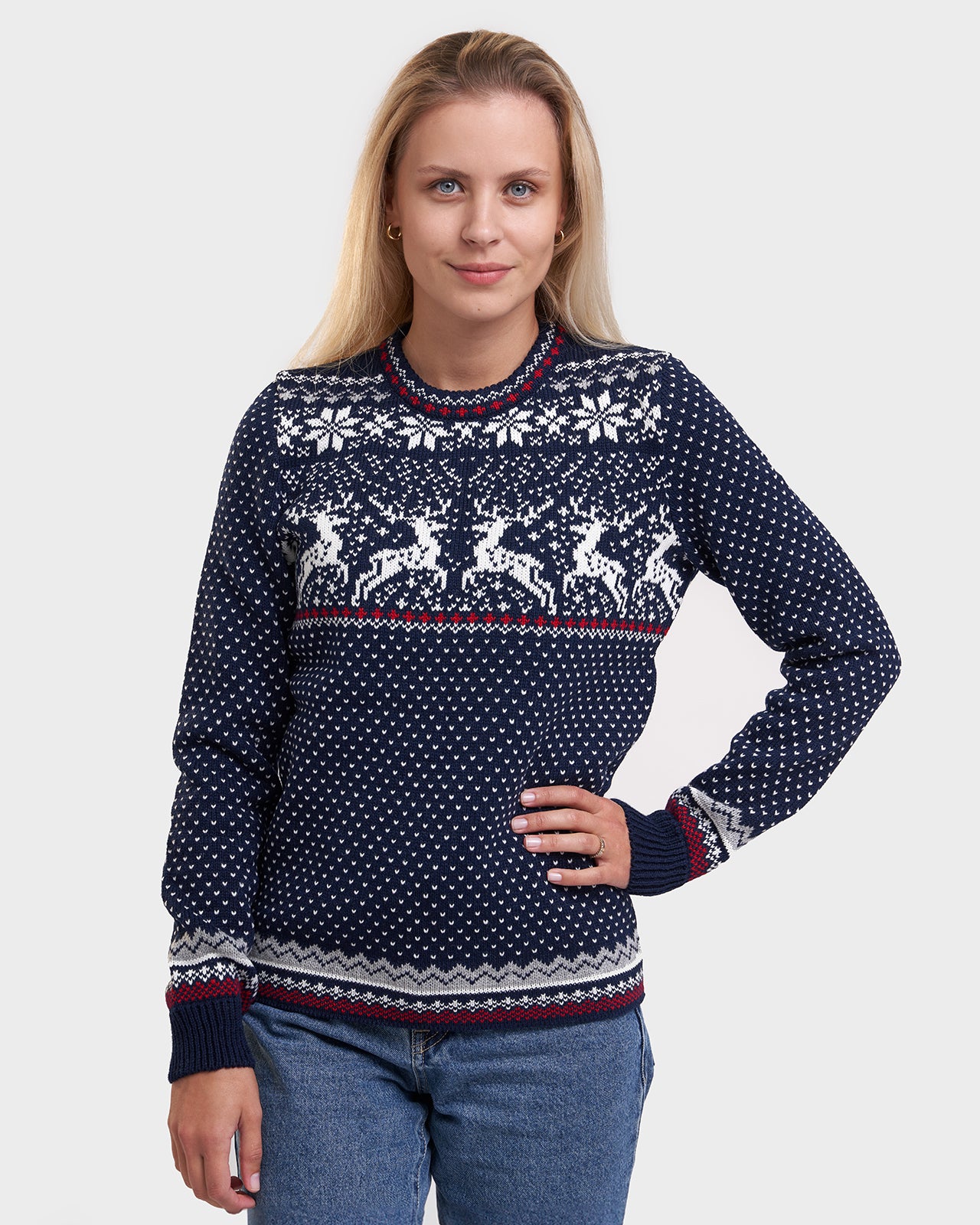 Reindeer women's round neck sweater