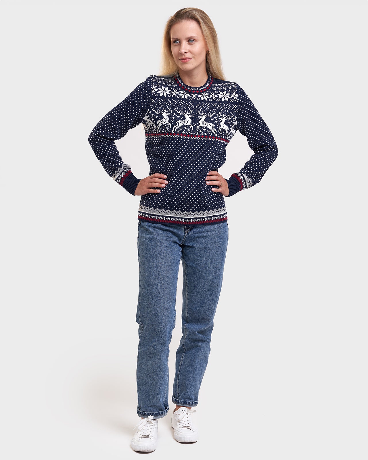 Reindeer women's round neck sweater