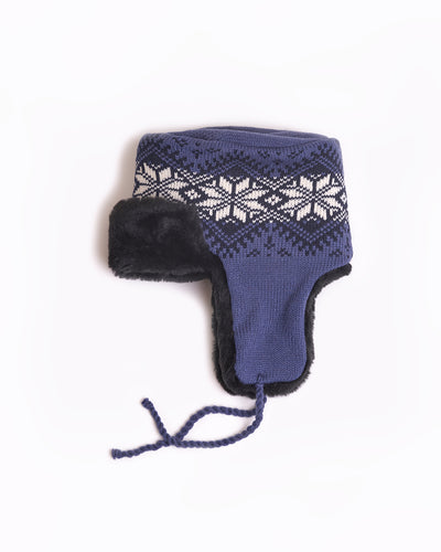 woolen ushanka hat denim blue