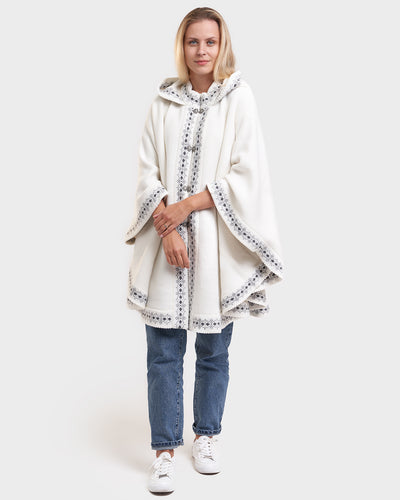 Seto woolen hooded poncho