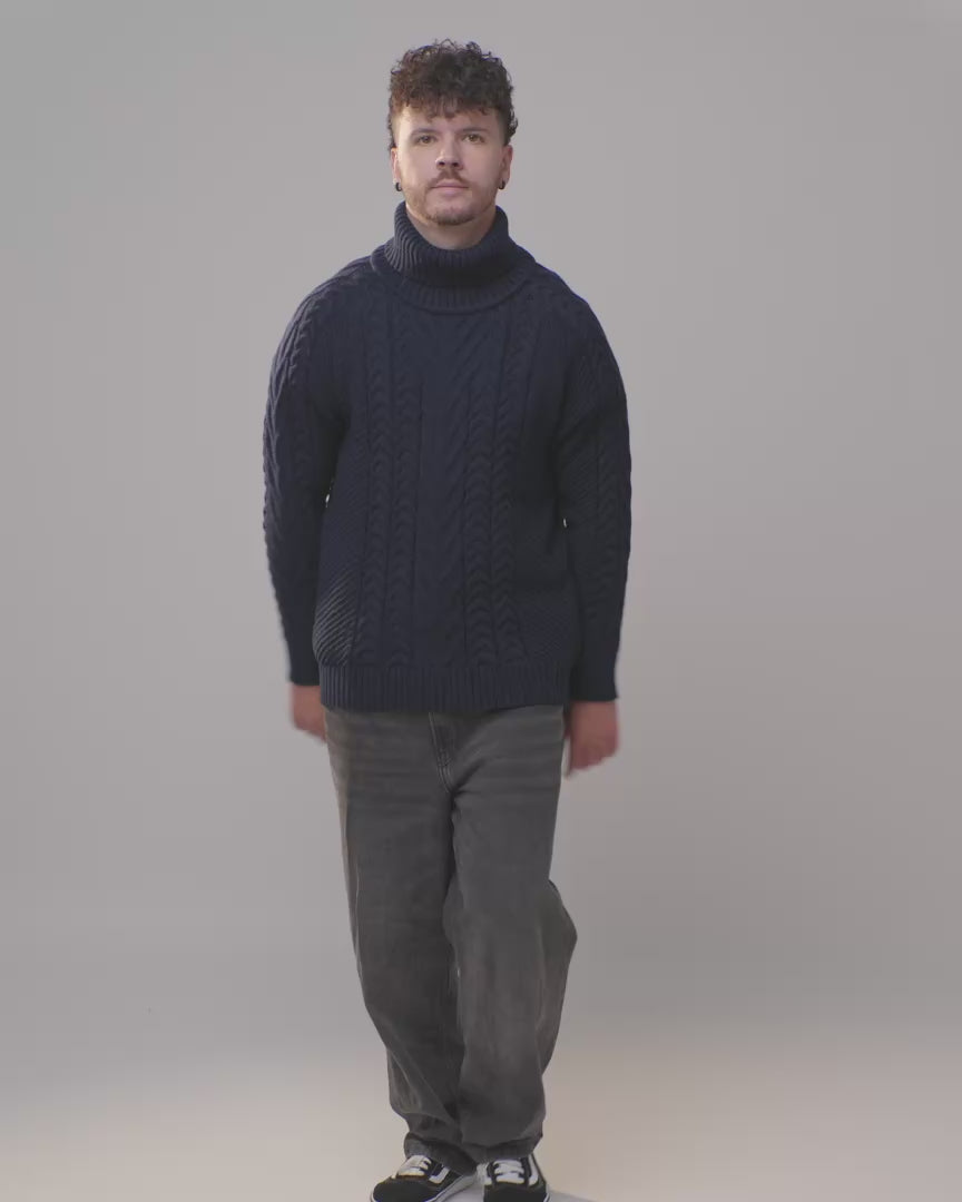 Käsmu men's braided high neck sweater