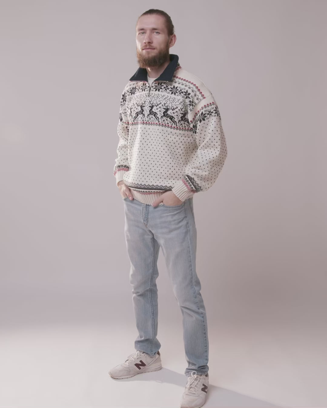 Reindeer men's collared sweater