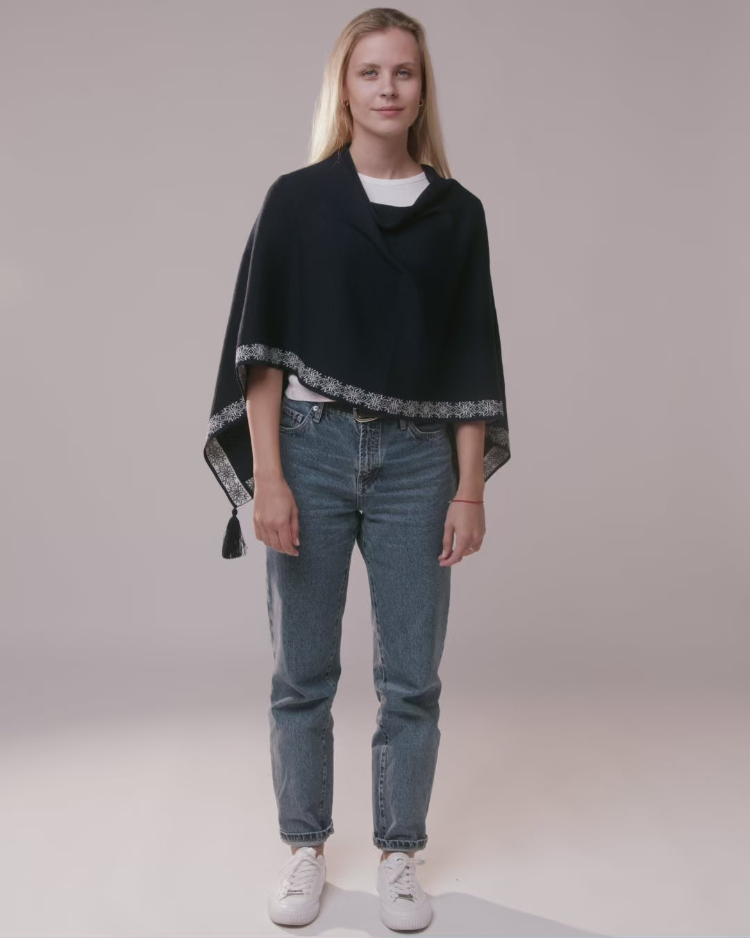 Vilo multi-wear jacquard knit poncho