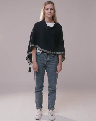 Vilo multi-wear jacquard knit poncho