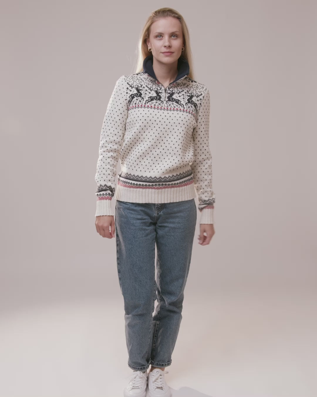 Reindeer women's collared sweater