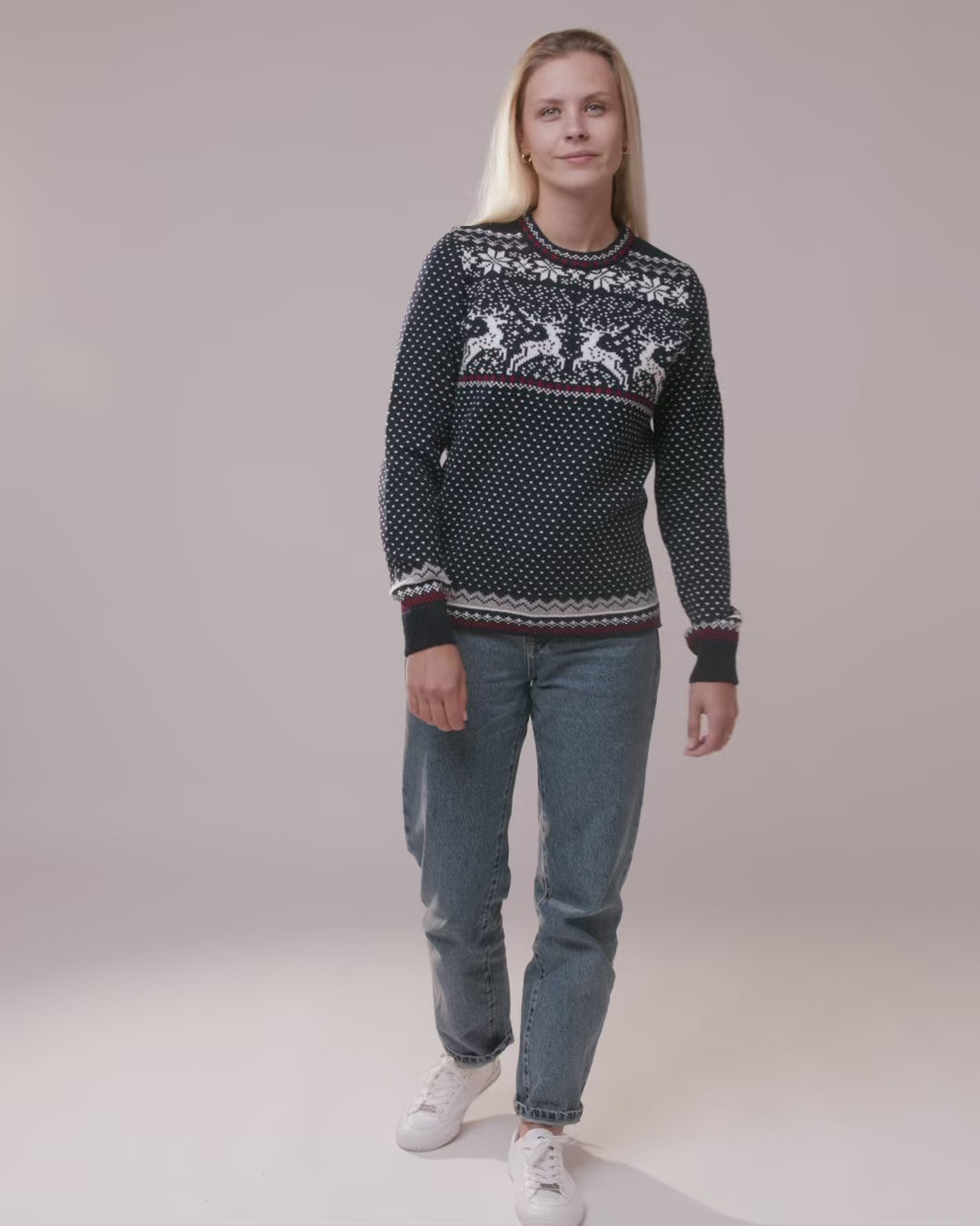 Reindeer women's round neck sweater