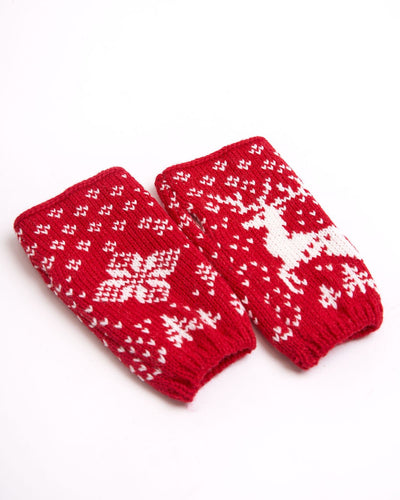 Wool mitts with reindeers