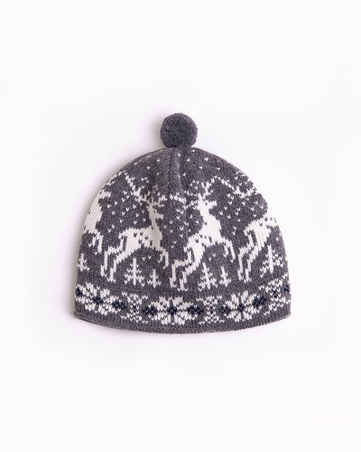 Christmas wool hat with reindeers