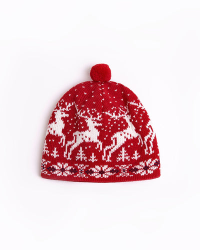 Christmas wool hat with reindeers