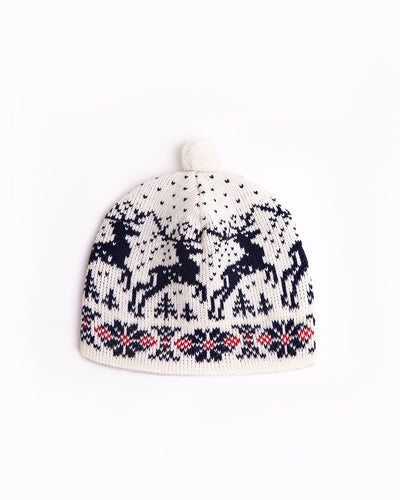 Christmas wool hat with reindeers