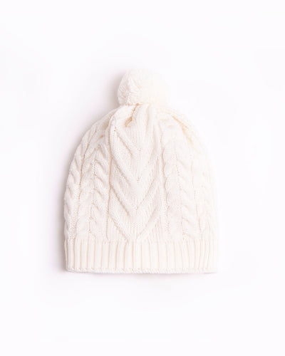 women's white wool hat with braids