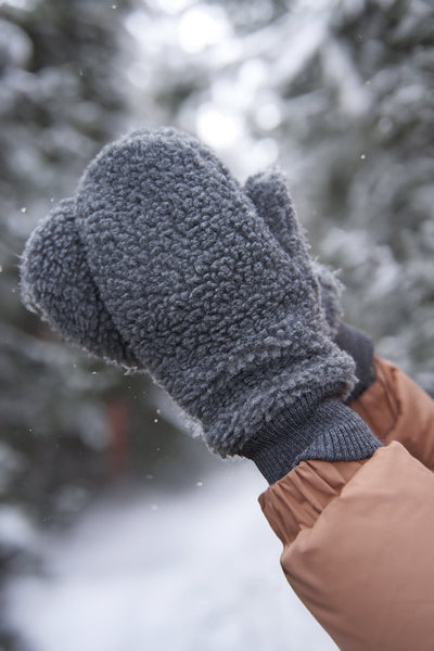 fluffy sherpa wool mittens