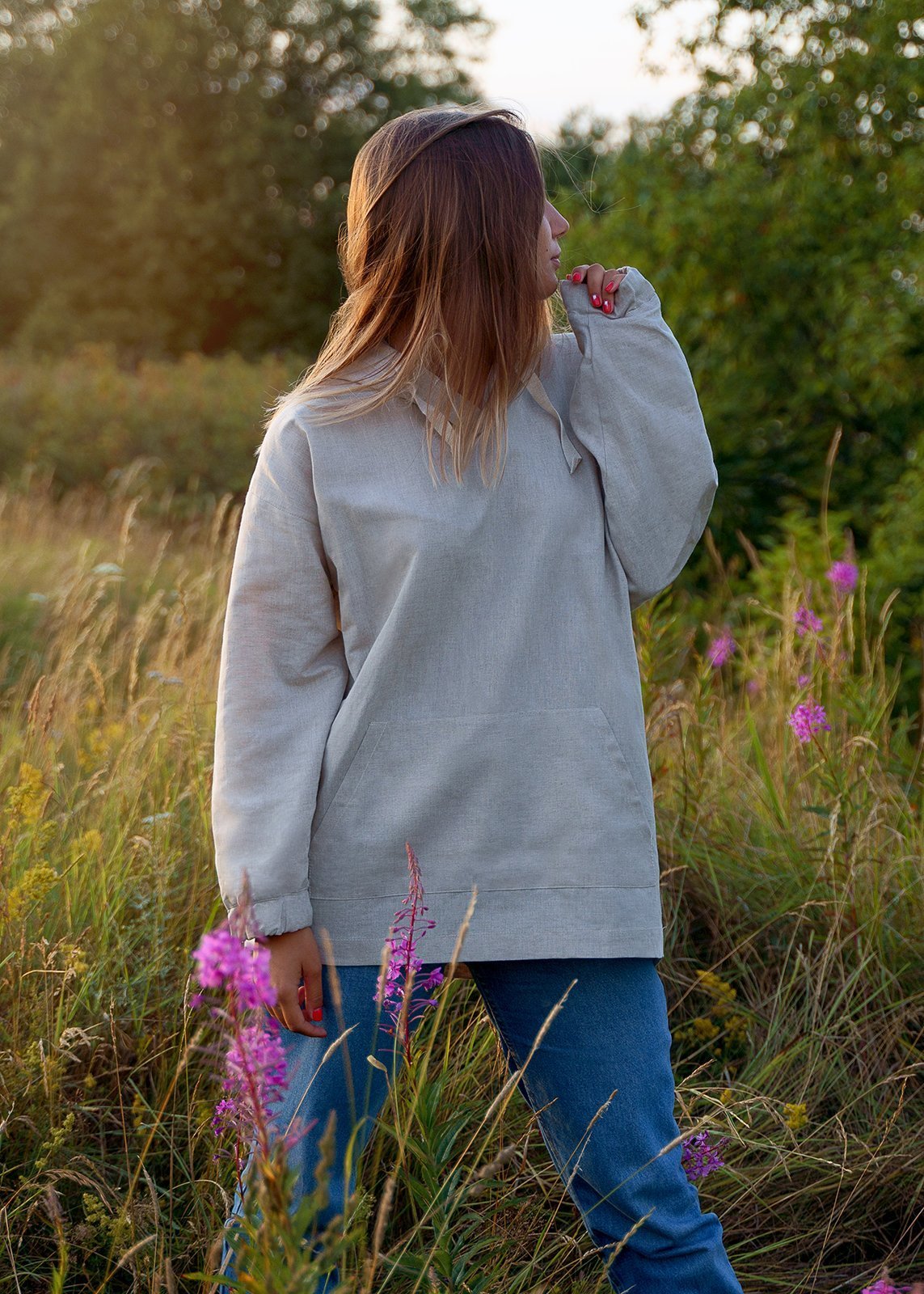 Unisex linen hoodie