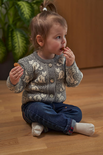 wool kid's cardigan with kitty