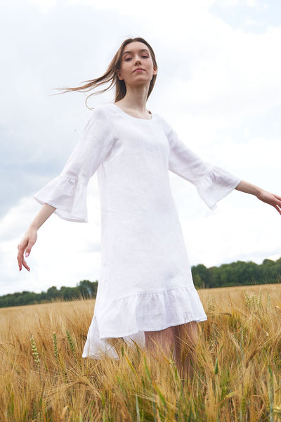 linen dress white