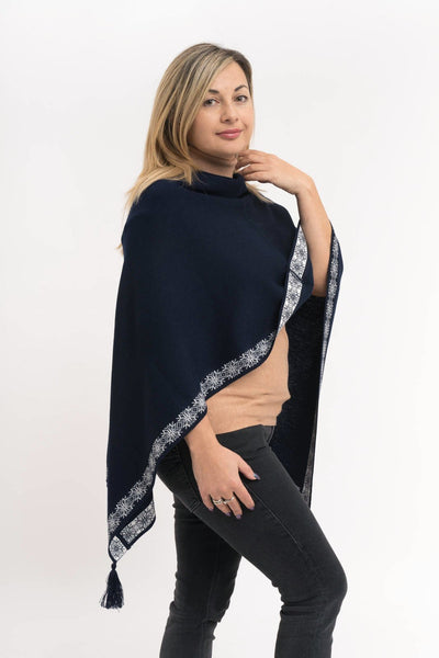 Vilo multi-wear jacquard knit poncho - Natural Style Estonia