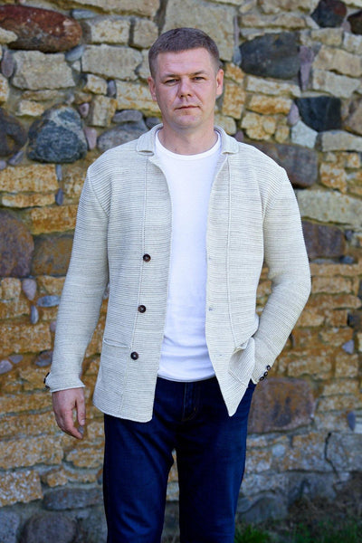 men's linen cardigan