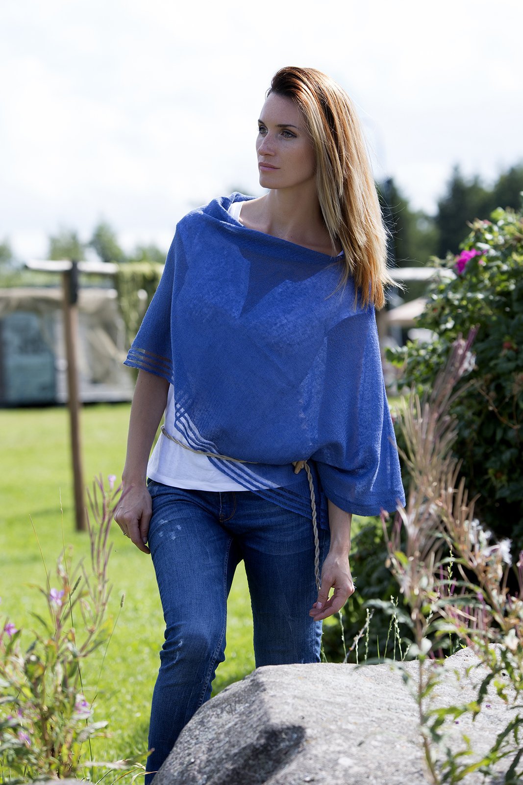 Rannu linen poncho - Natural Style Estonia