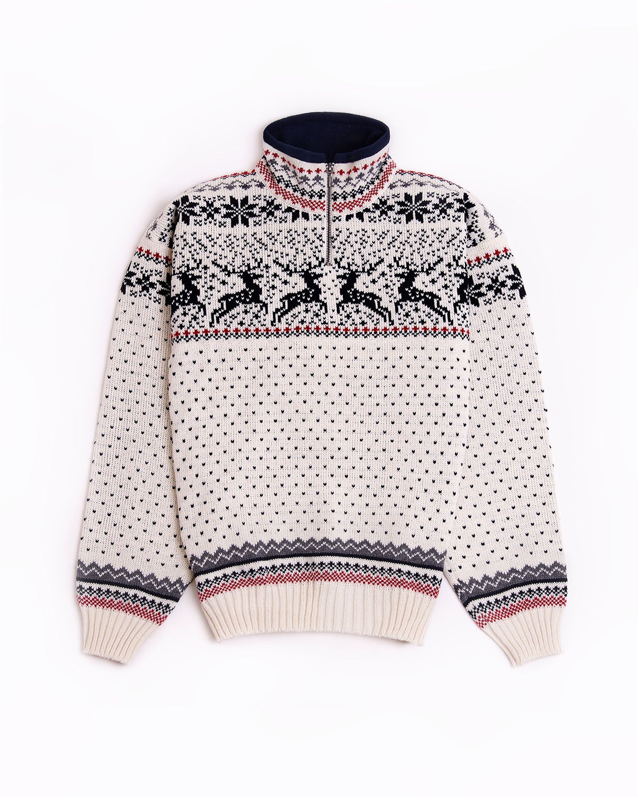 Wool men's collared sweater with reindeers