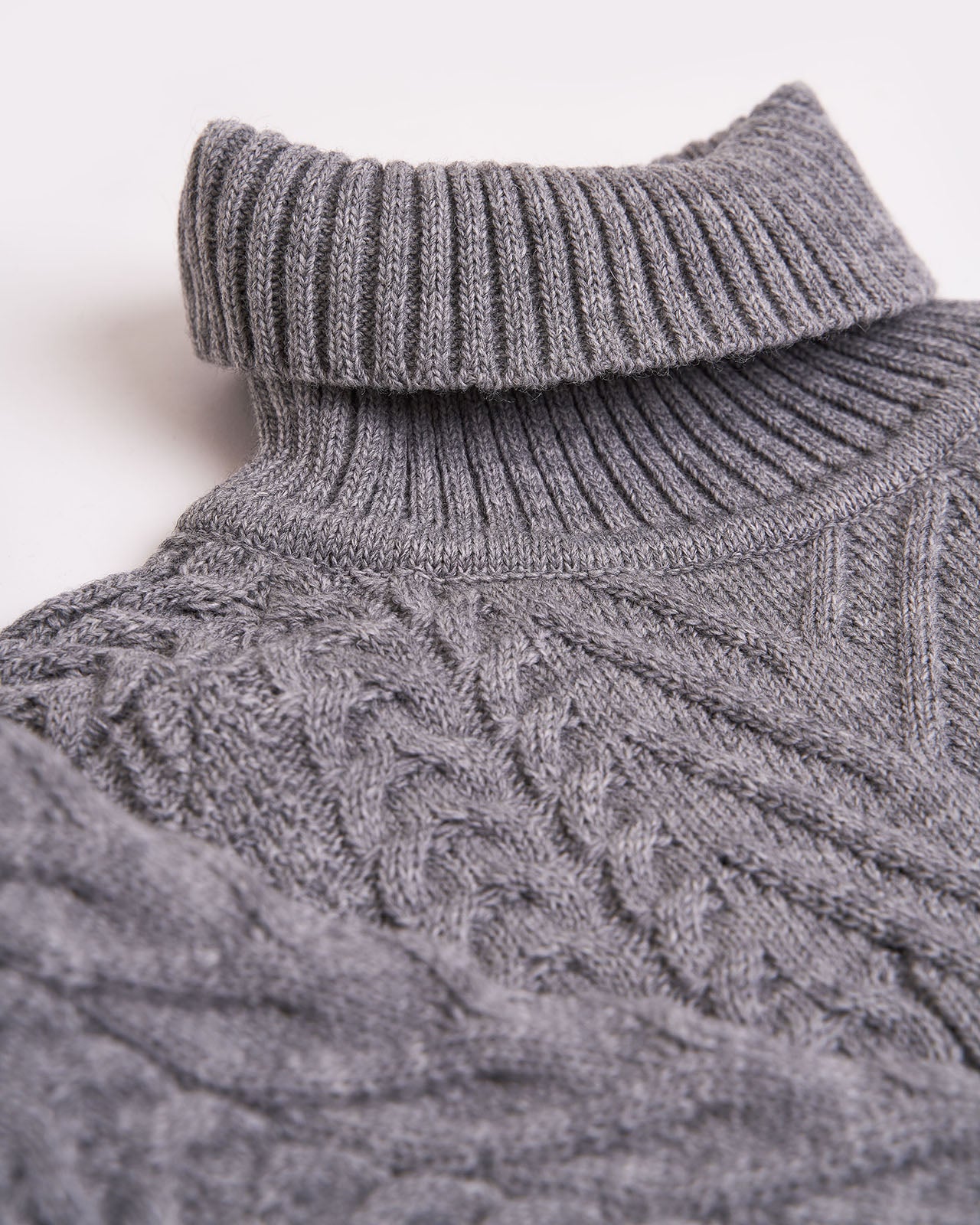 wool men's braided high neck sweater