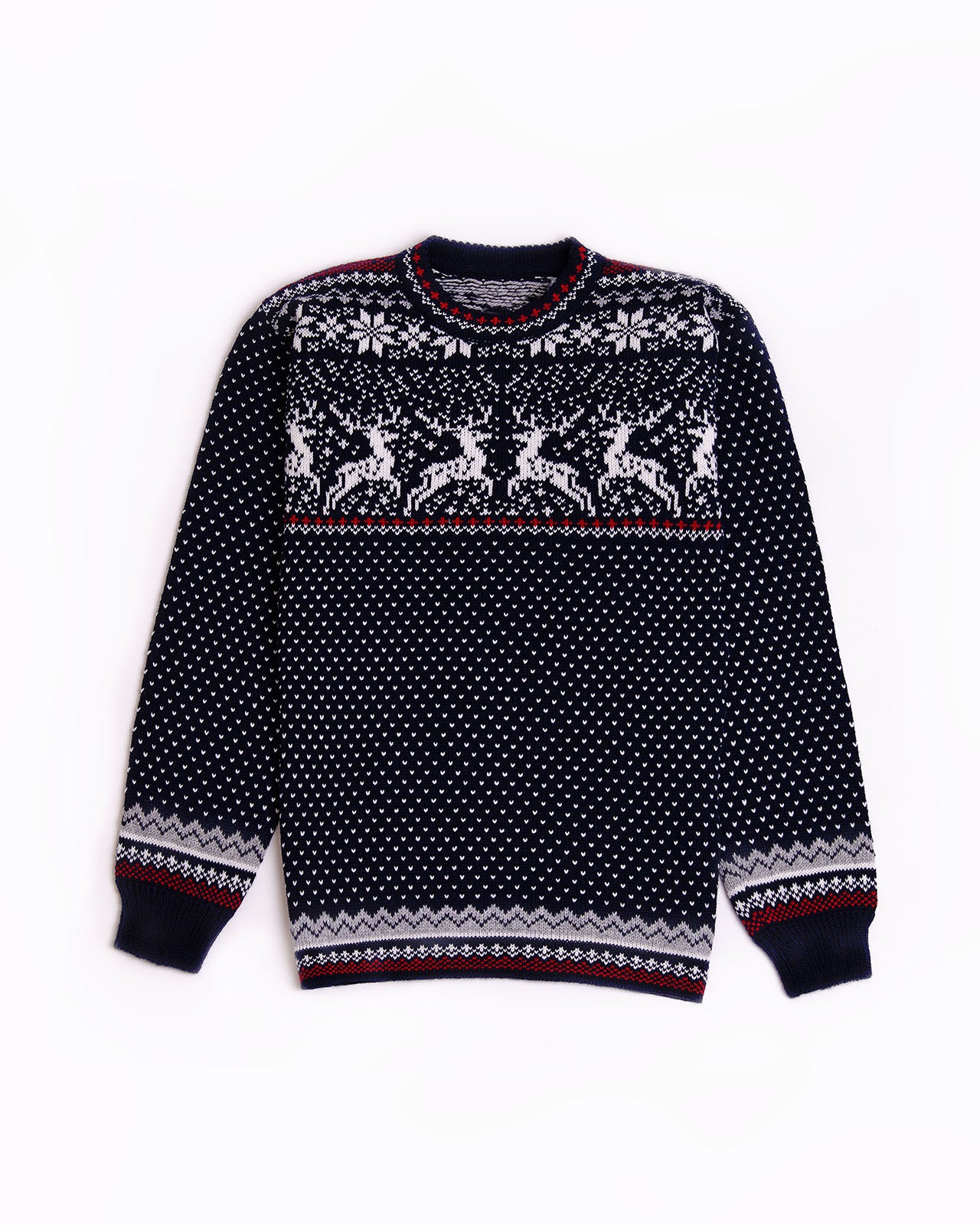 Wool christmas men's round neck sweater