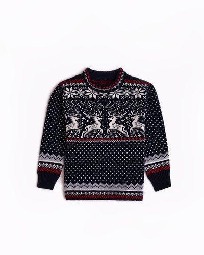 Reindeer kid's round sweater