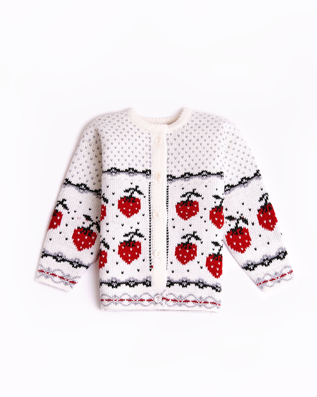 wool kid's cardigan with strawberries