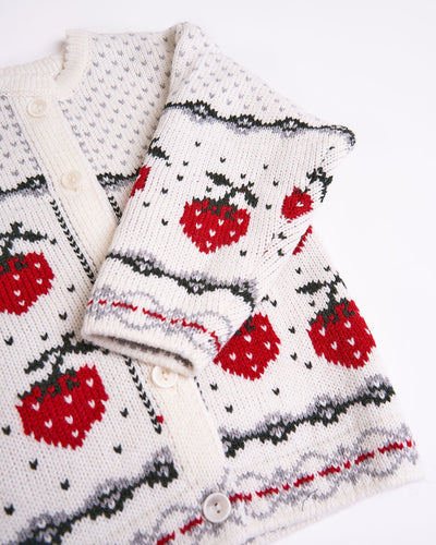 wool kid's cardigan with strawberries