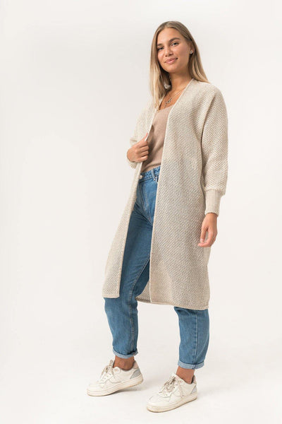 Linen patchwork long cardigan