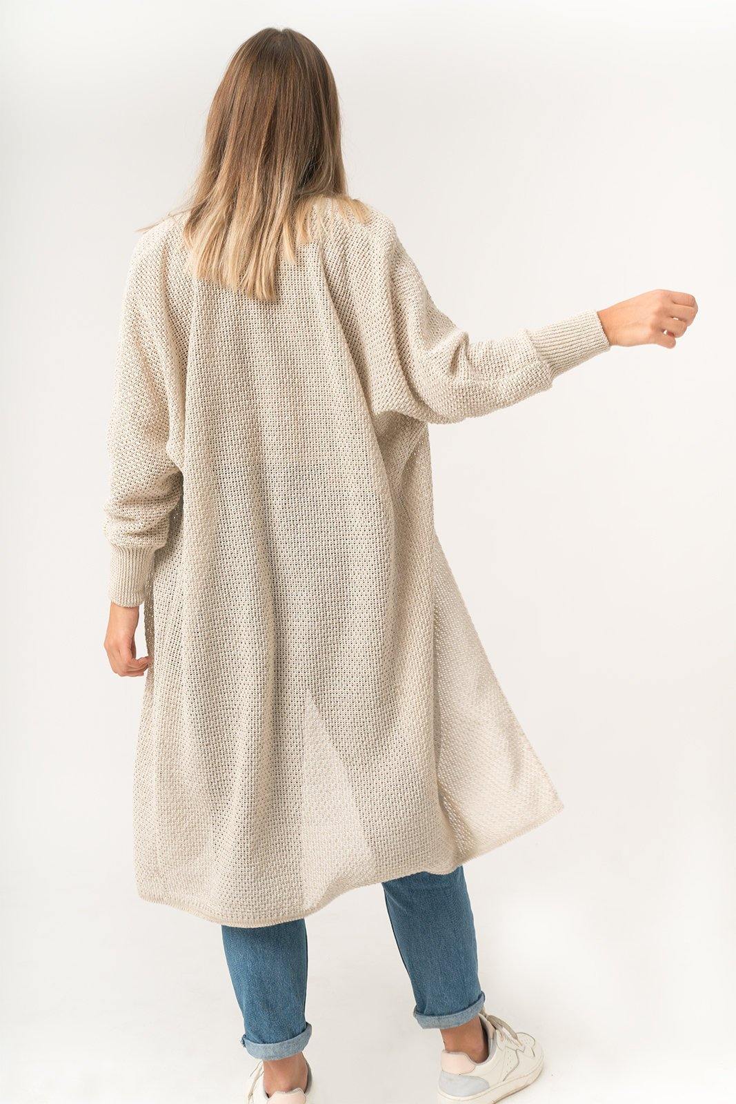 Linen patchwork long cardigan