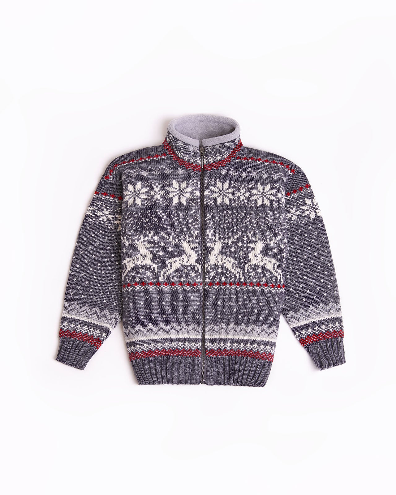 Wool kid's cardigan with Reindeers