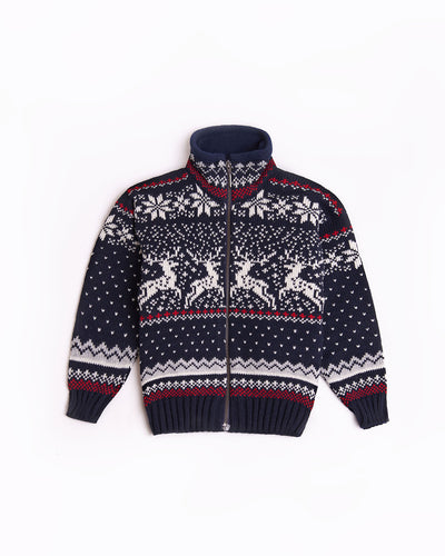 Wool kid's cardigan with Reindeers